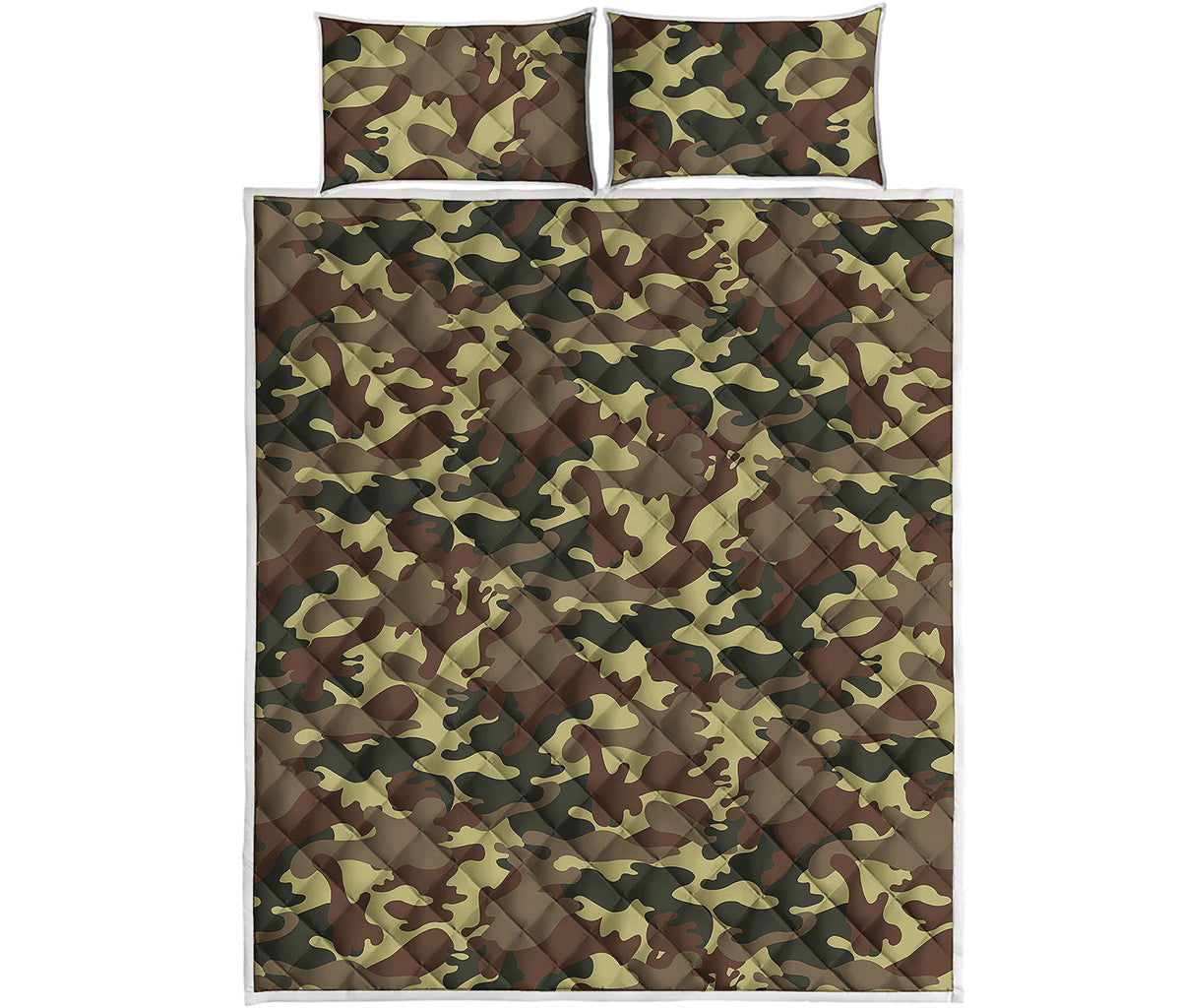 Brown Camouflage Print Quilt Bed Set