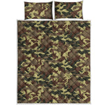 Brown Camouflage Print Quilt Bed Set