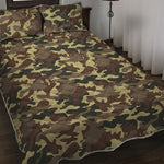 Brown Camouflage Print Quilt Bed Set