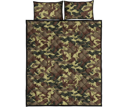 Brown Camouflage Print Quilt Bed Set