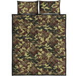 Brown Camouflage Print Quilt Bed Set
