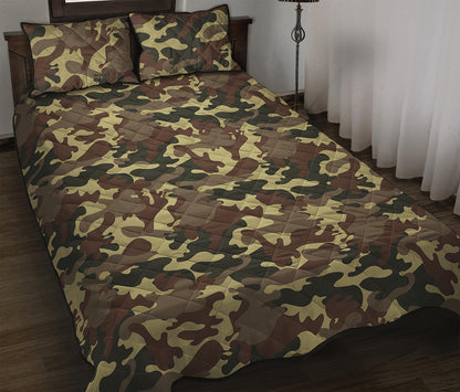 Brown Camouflage Print Quilt Bed Set