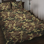 Brown Camouflage Print Quilt Bed Set