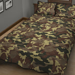 Brown Camouflage Print Quilt Bed Set