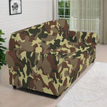 Brown Camouflage Print Sofa Cover