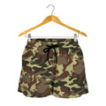 Brown Camouflage Print Women's Shorts