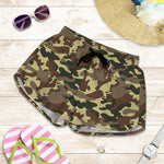 Brown Camouflage Print Women's Shorts