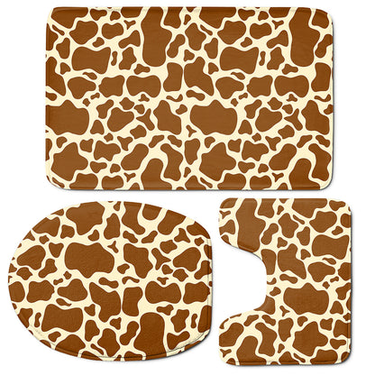 Brown Cow Print 3 Piece Bath Mat Set