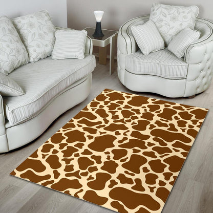 Brown Cow Print Area Rug GearFrost