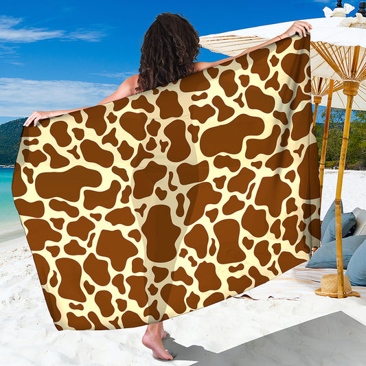 Brown Cow Print Beach Sarong Wrap