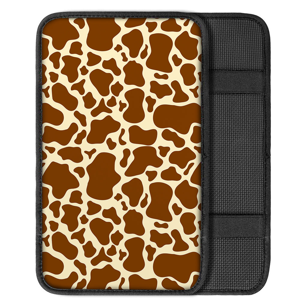 Brown Cow Print Car Center Console Cover