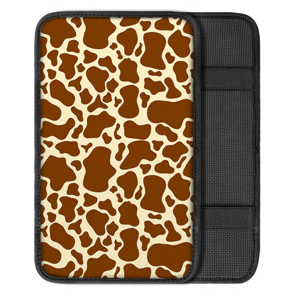Brown Cow Print Car Center Console Cover