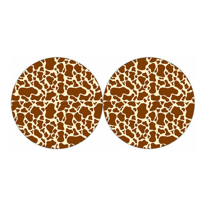Brown Cow Print Car Coasters
