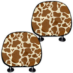 Brown Cow Print Car Headrest Covers