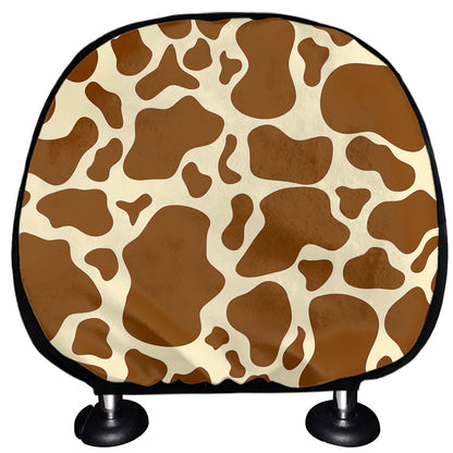 Brown Cow Print Car Headrest Covers