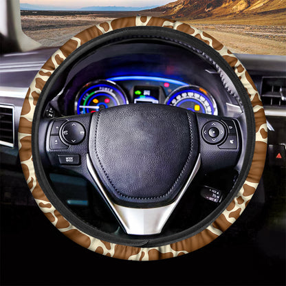 Brown Cow Print Car Steering Wheel Cover