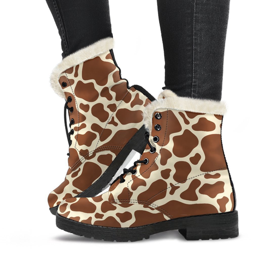 Brown Cow Print Comfy Boots GearFrost
