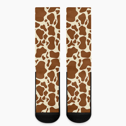 Brown Cow Print Crew Socks