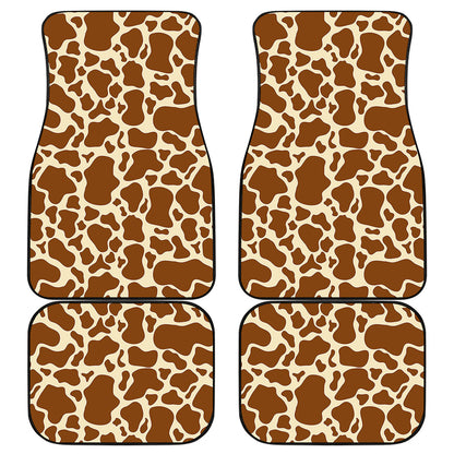 Brown Cow Print Front and Back Car Floor Mats