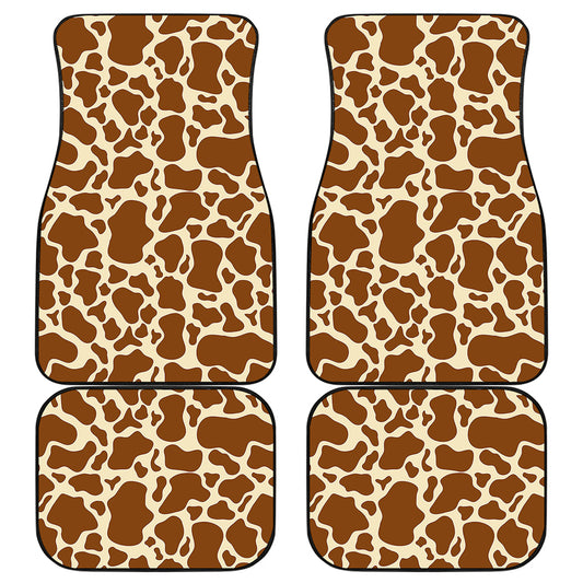 Brown Cow Print Front and Back Car Floor Mats