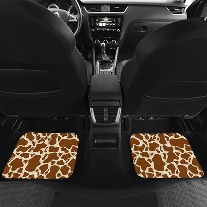 Brown Cow Print Front and Back Car Floor Mats