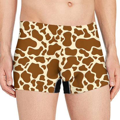 Brown Cow Print Men's Boxer Briefs