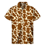 Brown Cow Print Men's Short Sleeve Shirt