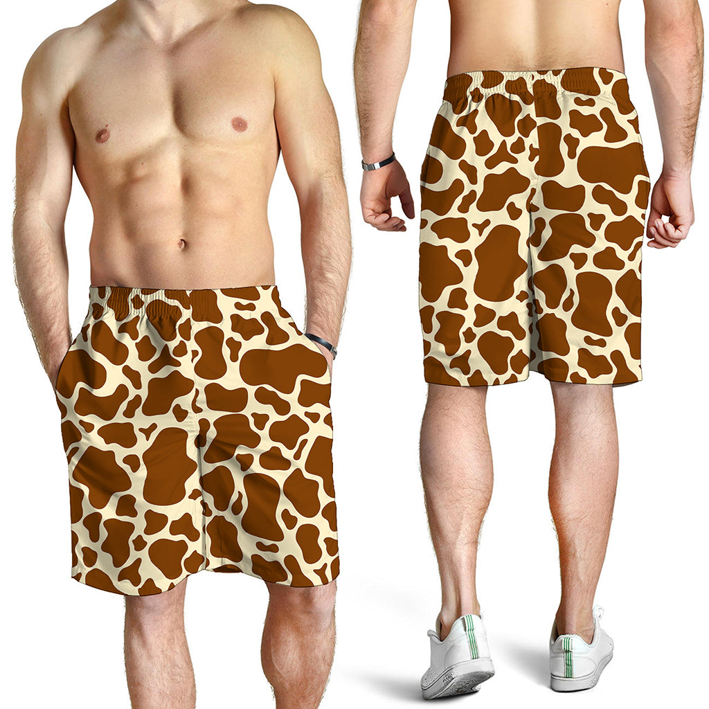 Brown Cow Print Men's Shorts
