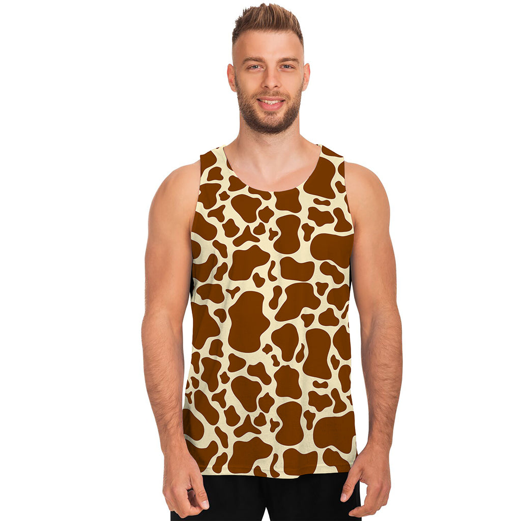 Brown Cow Print Men's Tank Top