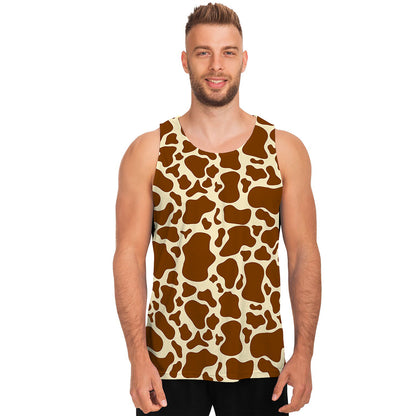 Brown Cow Print Men's Tank Top