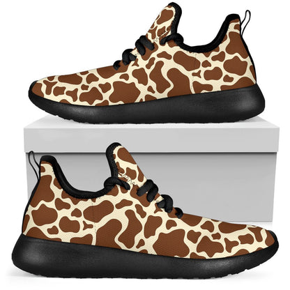 Brown Cow Print Mesh Knit Shoes GearFrost