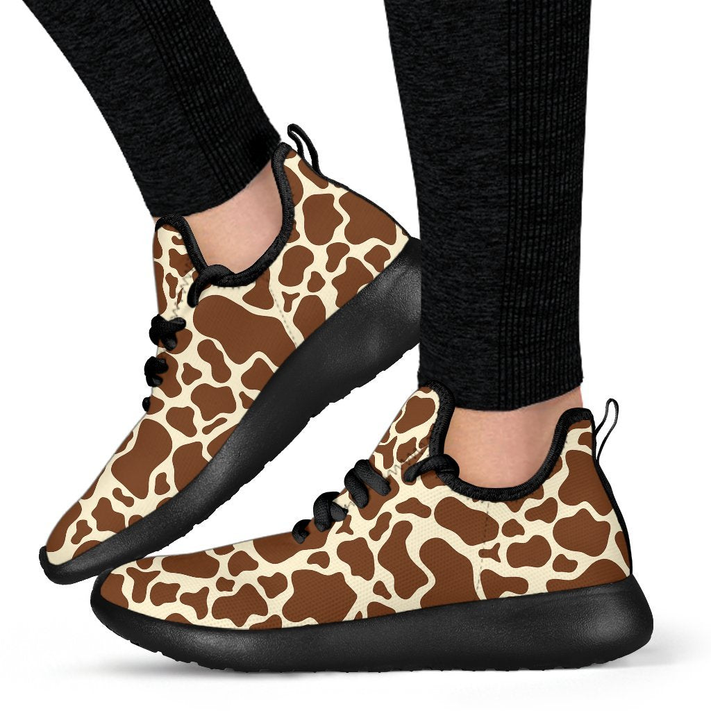 Brown Cow Print Mesh Knit Shoes GearFrost