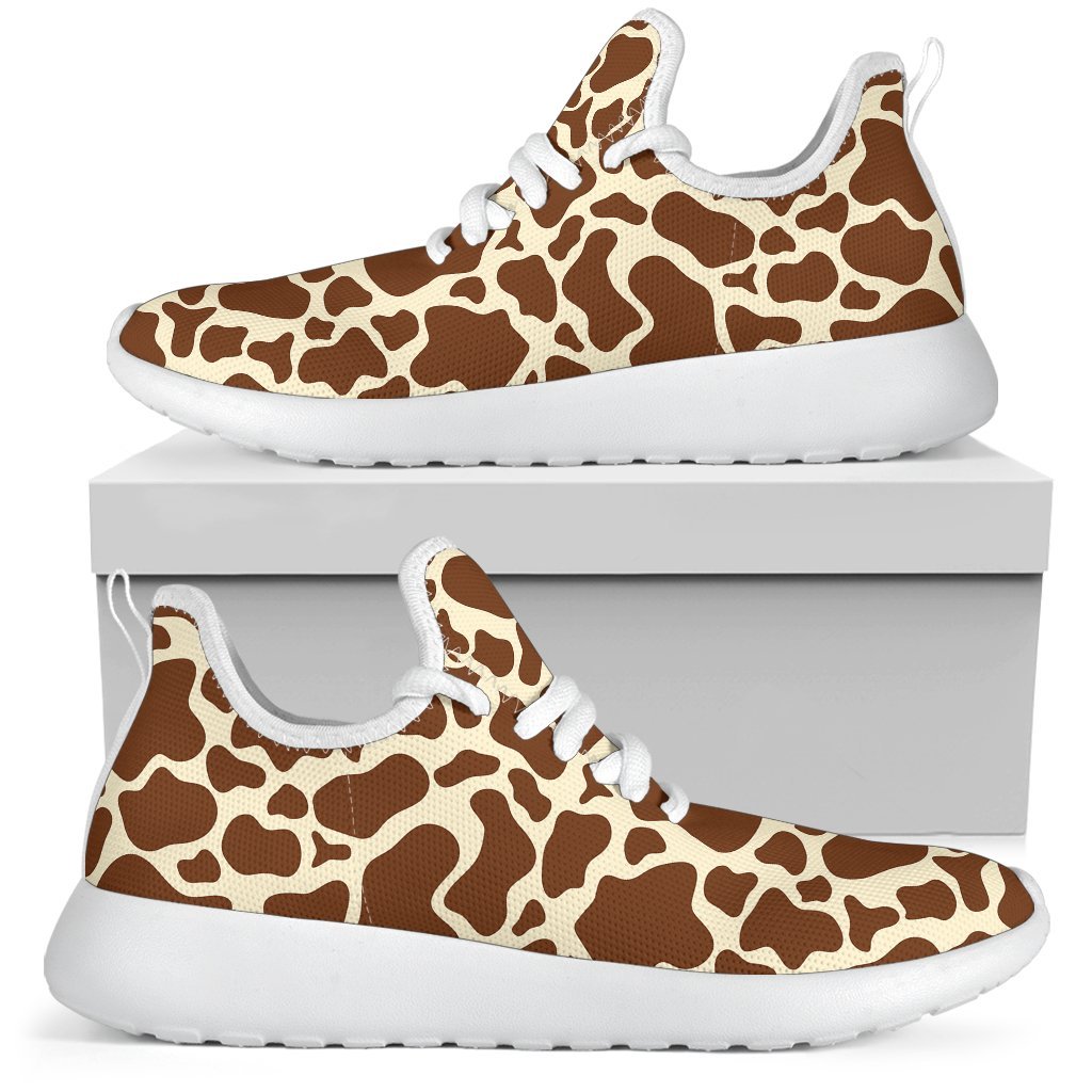 Brown Cow Print Mesh Knit Shoes GearFrost