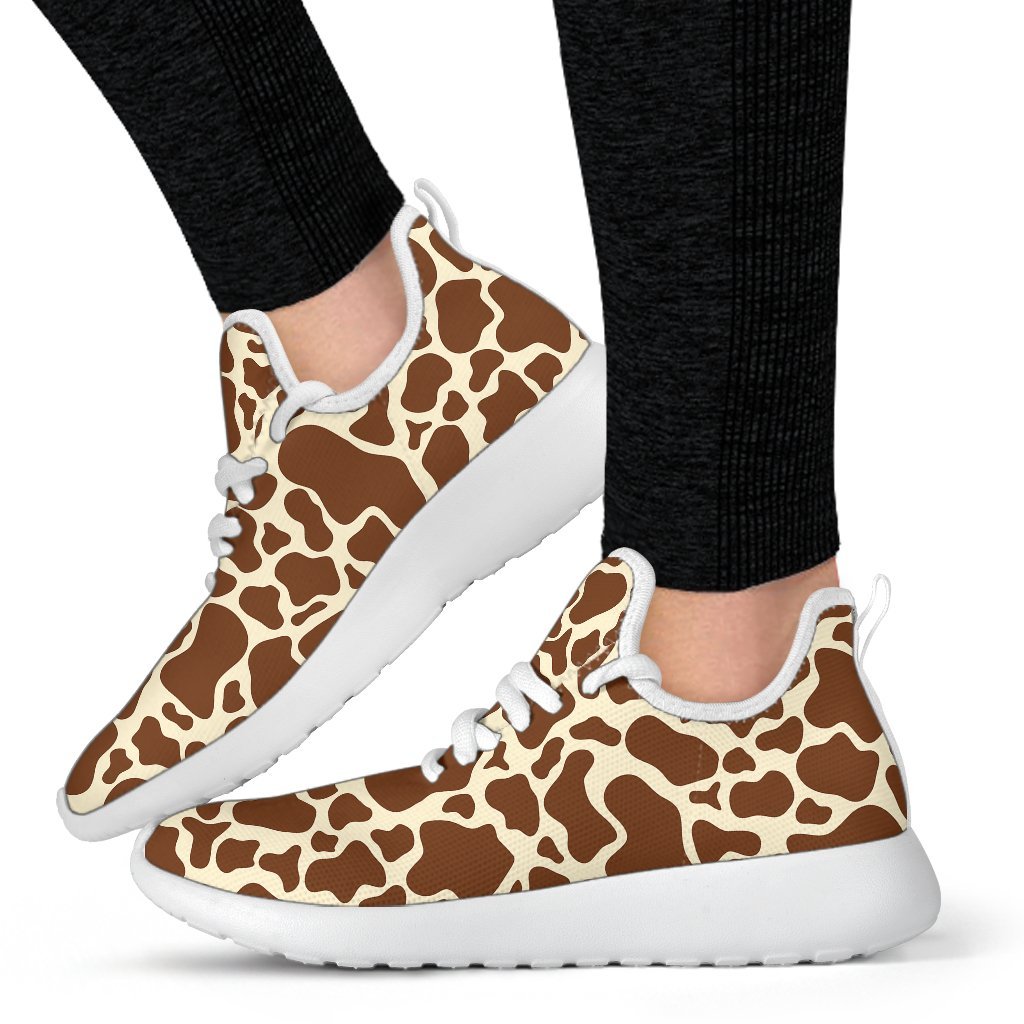 Brown Cow Print Mesh Knit Shoes GearFrost