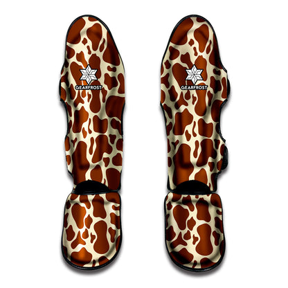 Brown Cow Print Muay Thai Shin Guard