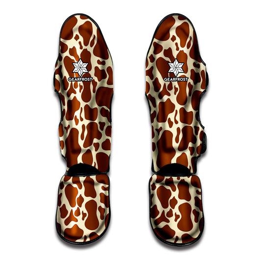 Brown Cow Print Muay Thai Shin Guard
