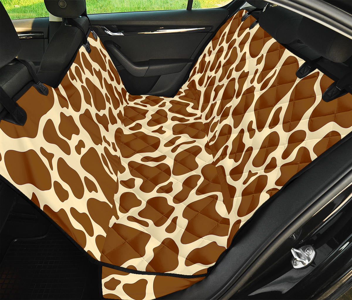 Brown Cow Print Pet Car Back Seat Cover