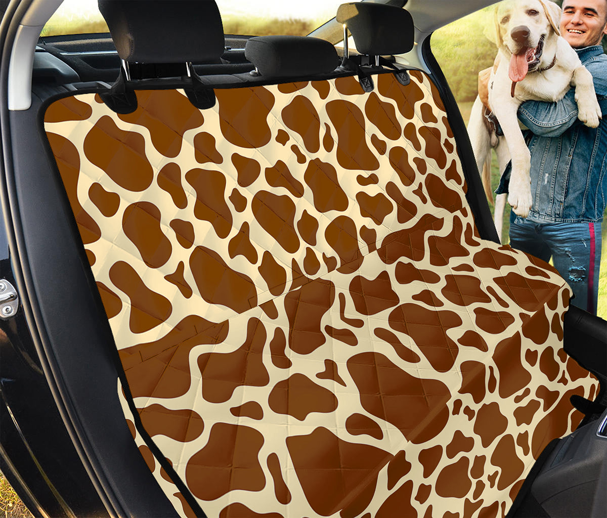 Brown Cow Print Pet Car Back Seat Cover