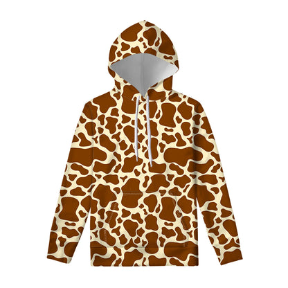 Brown Cow Print Pullover Hoodie