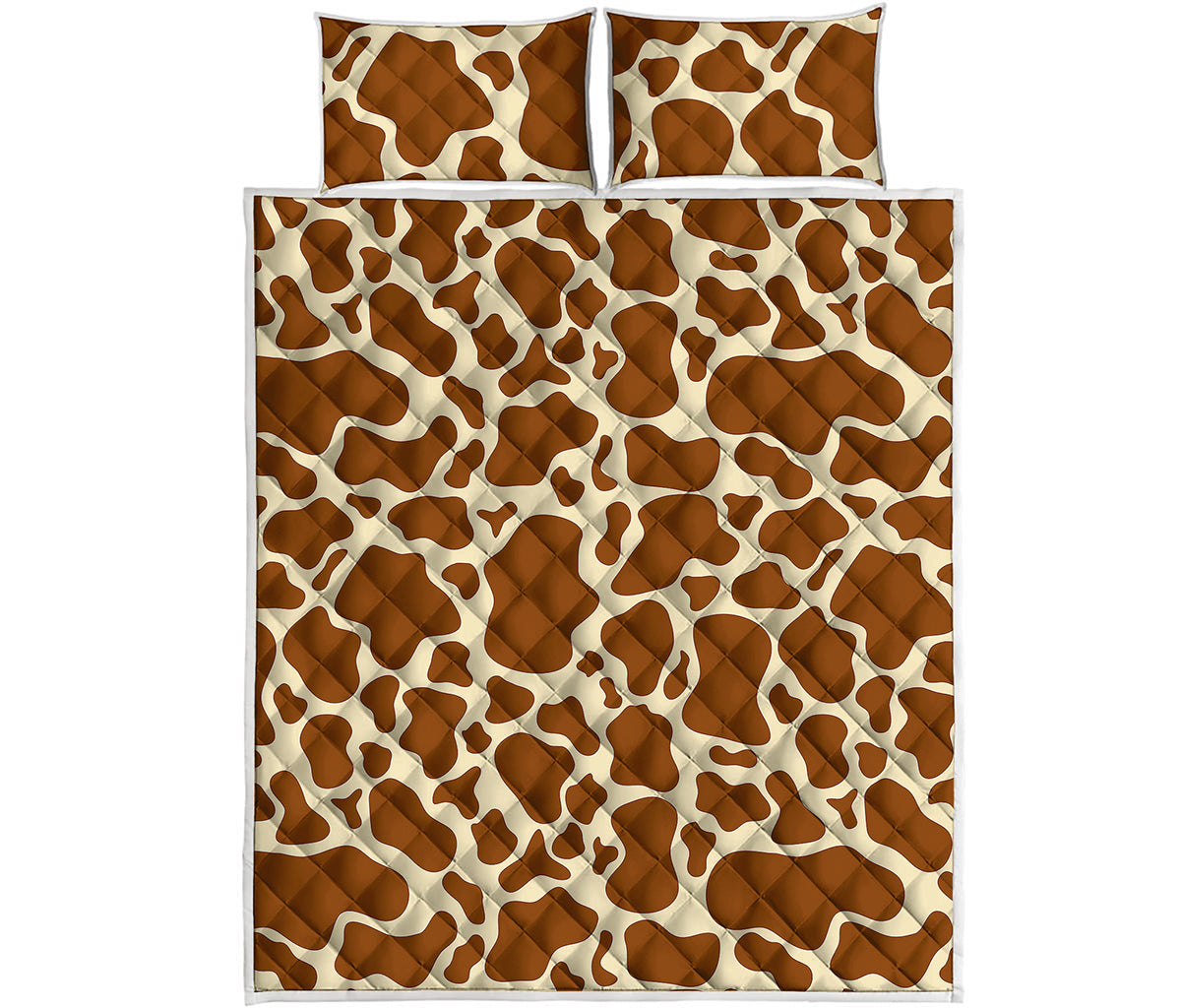 Brown Cow Print Quilt Bed Set