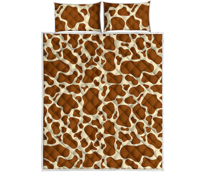 Brown Cow Print Quilt Bed Set