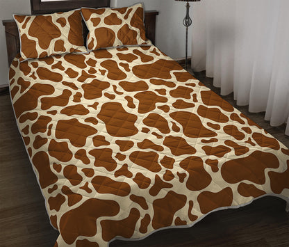 Brown Cow Print Quilt Bed Set