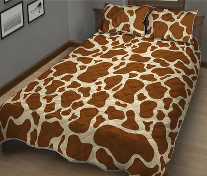 Brown Cow Print Quilt Bed Set