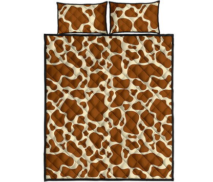 Brown Cow Print Quilt Bed Set
