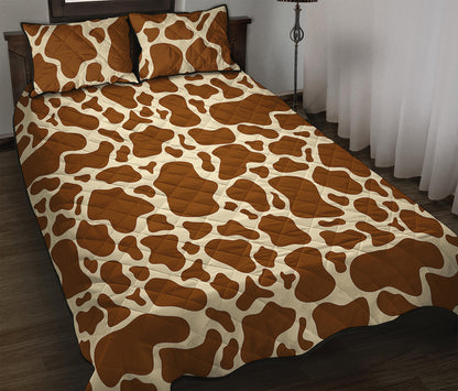 Brown Cow Print Quilt Bed Set