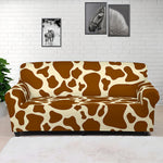 Brown Cow Print Sofa Cover