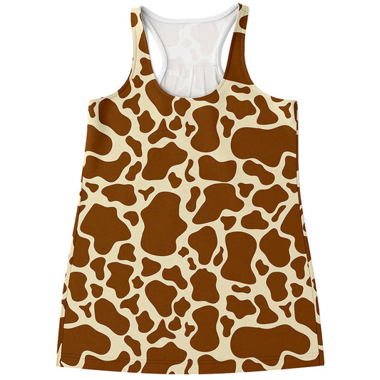 Brown Cow Print Women's Racerback Tank Top