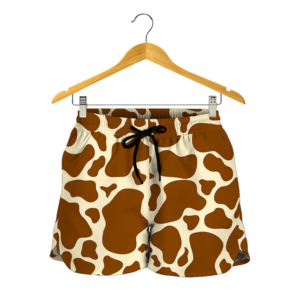 Brown Cow Print Women's Shorts