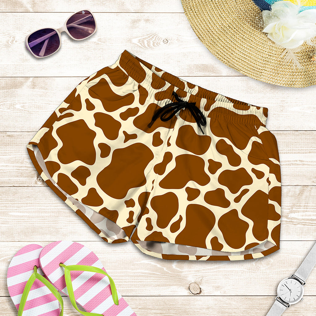Brown Cow Print Women's Shorts