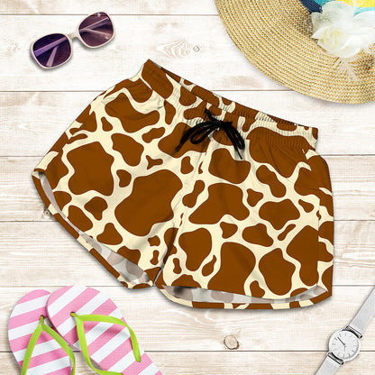 Brown Cow Print Women's Shorts